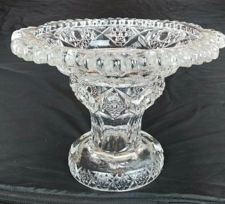 Antique Abp American Brilliant Period Cut Glass 5 1/2 " Tall Compote Candy Dish