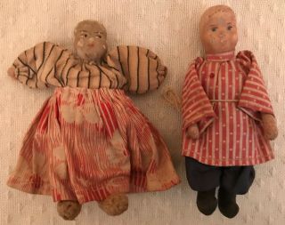 Antique Vintage Miniature Dolls Folk Art Cloth Composition Wire Hand Painted