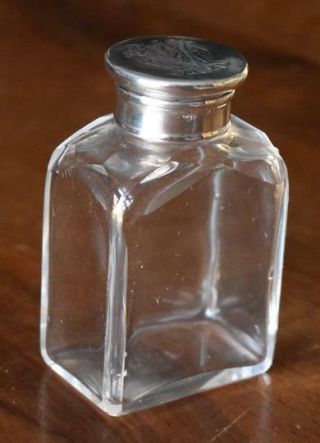 Lovely Antique English Sterling Silver Topped Vanity Jar Perfume Bottle Mono Vhm