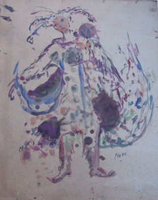 Rare Russian? Costume Design Painting Early Xx C.  Size: 42 X 33 Cm.