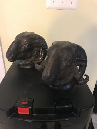 Rare Solid Bronze Ram Head Bookends - Global Views India