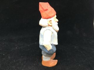 Vintage Wooden Wood Gnome Dwarf Elf Beard Red Cap Marie Erickson 1939 99 Carved 3