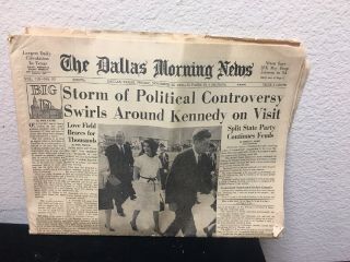 Rare Pre - Jfk Assassination Morning Ed.  11/22/63 Dallas Newspaper W/anti - Jfk Ad