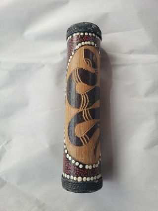Antique Native American Indian Hand Carved Bamboo Wood Snake Rattle Shaker Stick