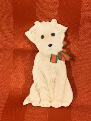 Schmid Gordon Fraser Terrier Dog Vtg Christmas Ornament Ceramic 1984 Rare Htf