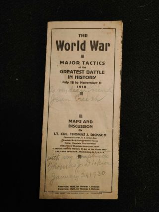 Rare The World War I Major Tactics Of The Greatest Battle In History T.  Dickson