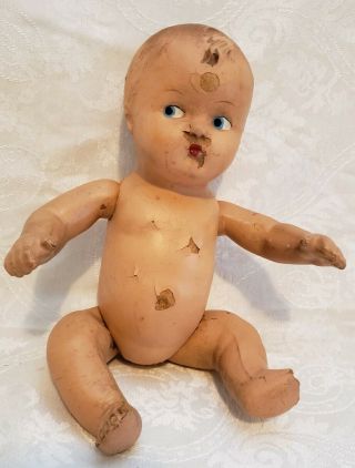 Vintage Composition Baby Doll - 8 " Creepy Scary