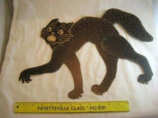 Rare Beistle Vtg 2 Sided Scary Black Cat Halloween Die Cut Paper Decoration 20s