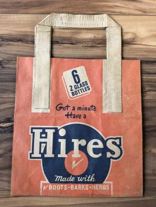 Vintage Hires Root Beer 6 Pack Carrier Bag Rare Old Stock Ships Usa