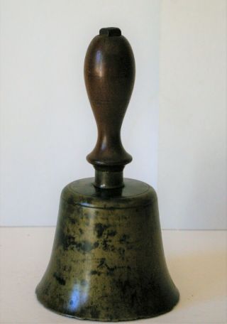 Antique Brass And Wood Handle 8 " Tall School / Dinner Hand Bell