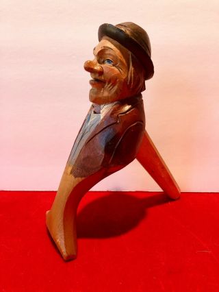 Antique Hand Carved Hand Painted Wood Nutcracker Old Man Figure