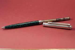 Vintage and rare MONTBLANC Noblesse green marbled ballpoint pen - Perfect 3