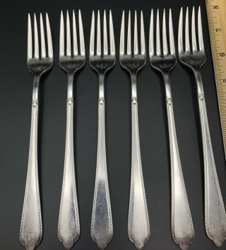 Holmes And Edwards Inlaid Silverplate GUEST OF HONOR 1935 IS 6 Grille Forks 2