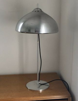 Rare Vintage Retro Table Lamp Midcentury Industrial Aluminium Chrome Table Lamp
