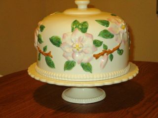 Rare Valerie Cake Stand And Domed Lid /cover With Raised Magnolias