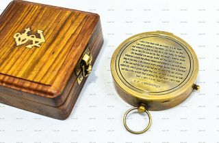 E.  E.  Cummings Complete I Carry Your Heart Poem Brass Compass With Wood Case