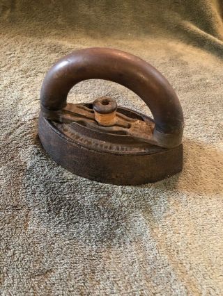 Antique Cast Iron Sad Iron Detachable Wooden Handle Rare Old Estate Find