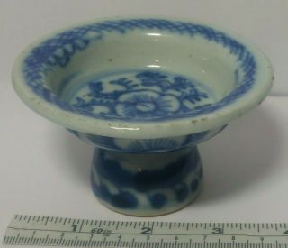 Antique Chinese Underglaze Blue & White Porcelain Compote Pedestal Dish / Tazza.
