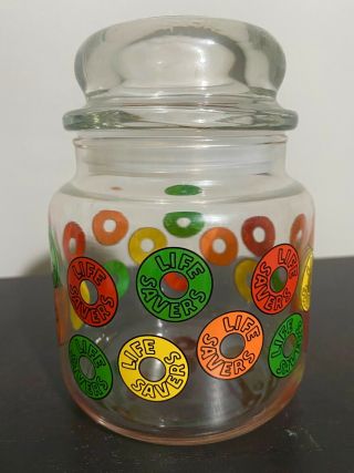 Life Savers Vintage Glass Candy Jar With Lid,  Rare