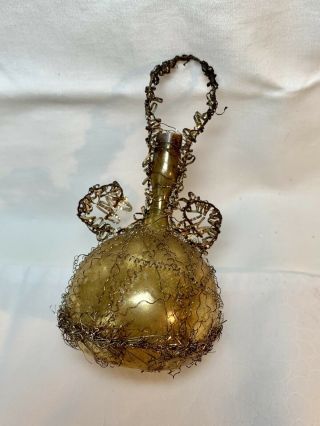 Antique Victorian Glass Vase Urn Wire Wrap Christmas Bulb Ornament c1900 2