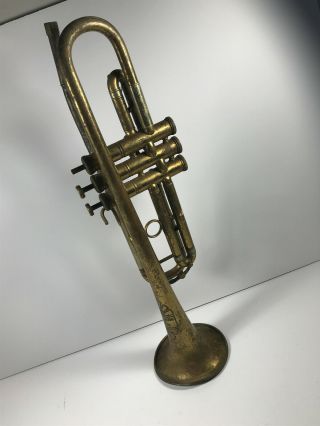 Antique Brass Hollis - Music Boston Trumpet Damage Repair Parts Barn Find