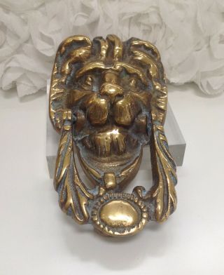 Antique Vintage Solid Brass Door Knocker Lions Head