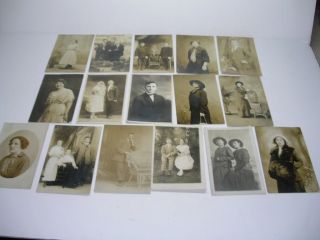 17 Antique Rppc Real Photo Postcards Portraits Of People
