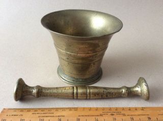 Antique 18th/19th Century Brass Mortar And Pestle.