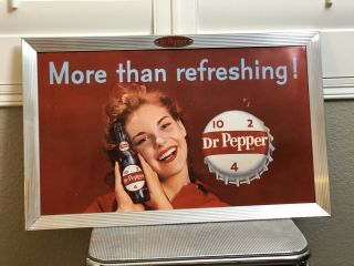 Vintage 1950’s Dr Pepper Framed Ad From Dr Pepper For Vendors Htf Rare