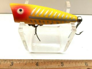 Vintage Heddon Tiny Chugger Fishing Lure - Yellow Shore