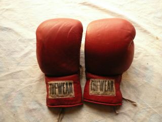 Vintage Red Tuf - Wear Boxing Gloves Marked 12 On Inside Rare Adult Rocky