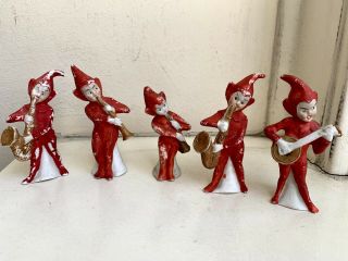 1920s Rare Bisque Pixie Elf Band Made In England Cake Toppers