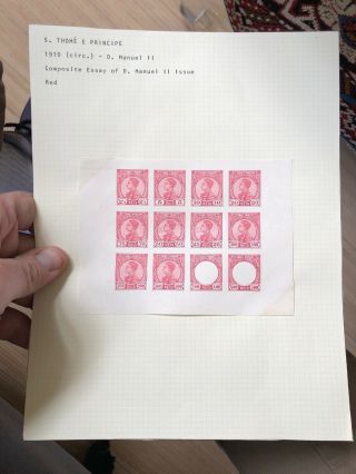 1910 Rare São Tomé E Principe Portuguese Colonial Stamp Sheet Composite Essay 2