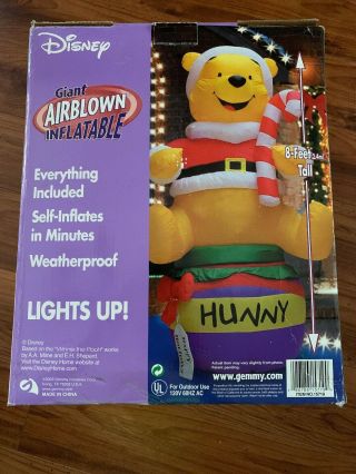 Gemmy Christmas Disney 2003 Winnie The Pooh Lighted Airblown Inflatable Rare