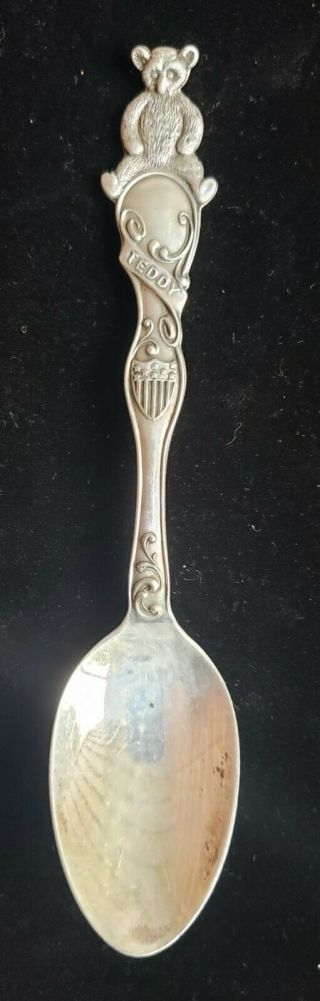 Rare 1907 Sterling Silver Teddy Bear Spoon,  Theodore Roosevelt Political Item