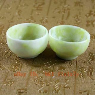 A Pair Jade Cups Chinese Hand Carved Jade Tea Cups Natural Jade Small Tea Bowls