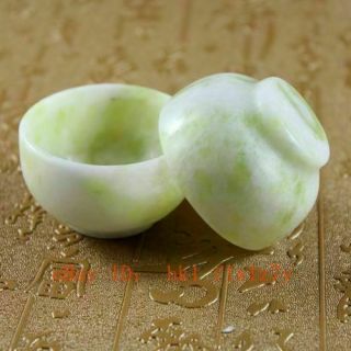 A Pair Jade Cups Chinese Hand Carved Jade Tea Cups Natural Jade Small Tea Bowls 2