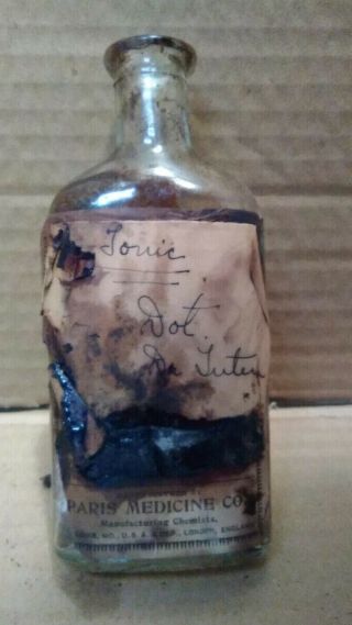 Antique Groves Tasteless Chill Tonic Bottle & Label.  Paris Medicine Co.