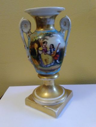 Antique Vintage European Porcelain Vase Chalice Shape Gold Gilt