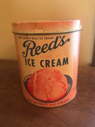 Vintage Reed’s Ice Cream Jar Canister Container Des Moines Iowa Omaha Nebraska