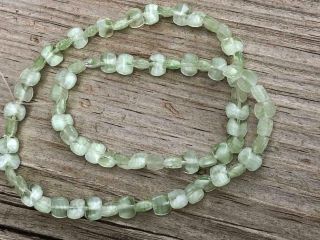 75 Vtg Frosted Green Stripes & Givre Glass Square Shape Beads German Czech