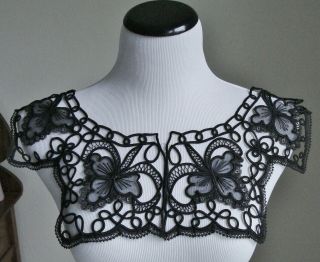 Antique Black Silk Lace Bullion Dress Collar