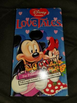 Disney Love Tales (Prev.  Viewed VHS,  1995) RARE HTF Mickey n Minnie Mouse Demo 3