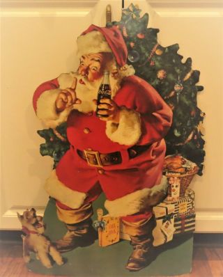 Rare Vintage Santa Claus Coca Cola Ad Advertisement Cardboard Stand Up 27 " Tall