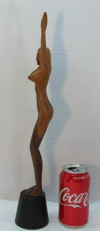 Vintage Mid Century Danish Modern Carved Teak Wood Nude Female 17 " Sculpture