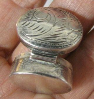 Vintage Sterling Silver Scroll Hinged Pill Box Trinkets Paj Thailand 1 " X 1/2 "