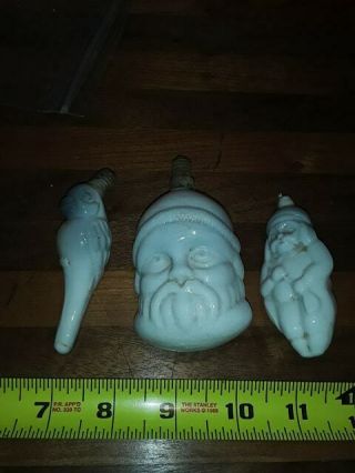 3 Antique Vintage Figural Christmas Bulb Decorations Lights Ornament Milk Glass