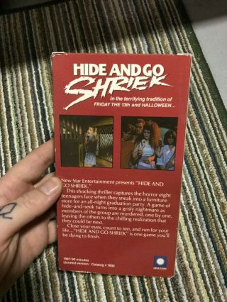 HIDE AND GO SHRIEK HORROR SOV SLASHER RARE OOP VHS BIG BOX SLIP 2