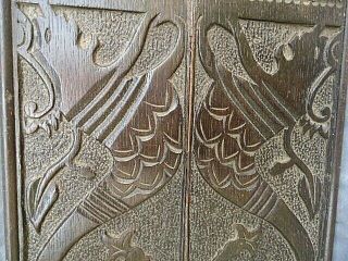 Rare 18th Century Gothic Oak Carved Panel Two Mythical Dragons