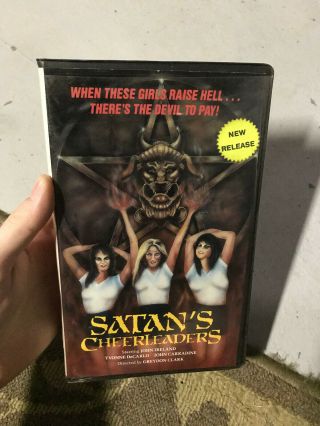 Satans Cheerleaders Horror Sov Slasher Rare Oop Vhs Big Box Slip